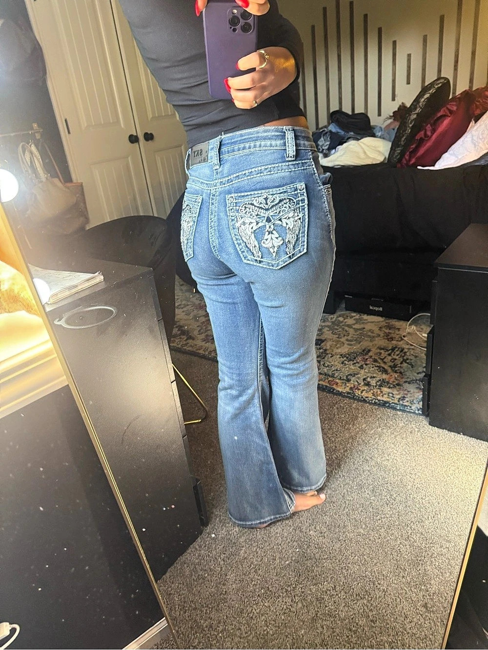 Sky Flare Jeans in Blue Size 7/8